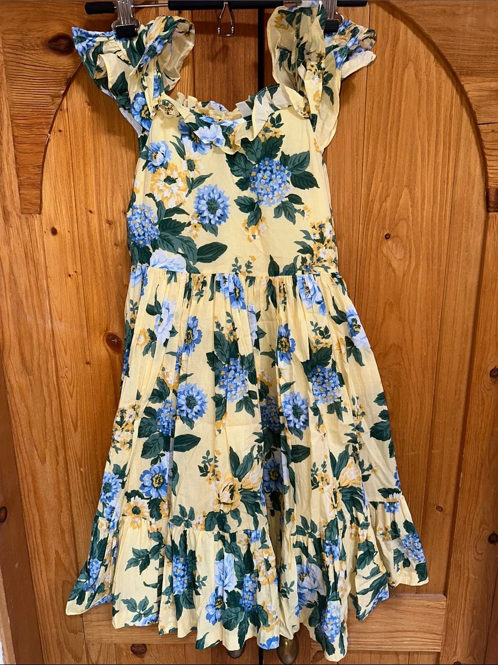 Janie and Jack Yellow Floral Ruffle-Shoulder Dress